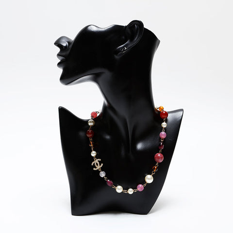 CHANEL COCO Mark Pearl 08A Necklace multicolor WS20498