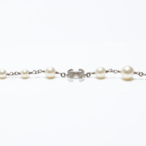 CHANEL COCO Mark Pearl B13B Long Necklace white WS20499