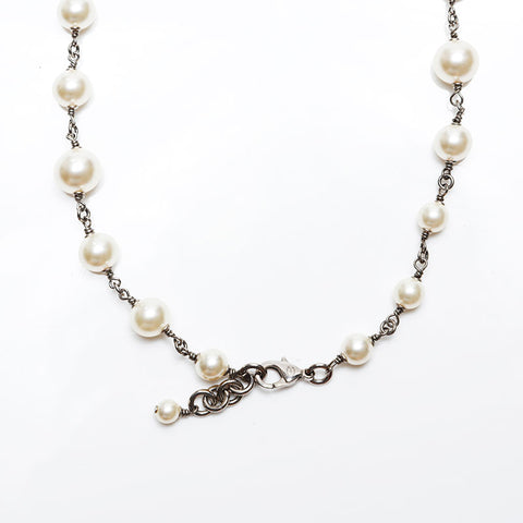 CHANEL COCO Mark Pearl B13B Long Necklace white WS20499