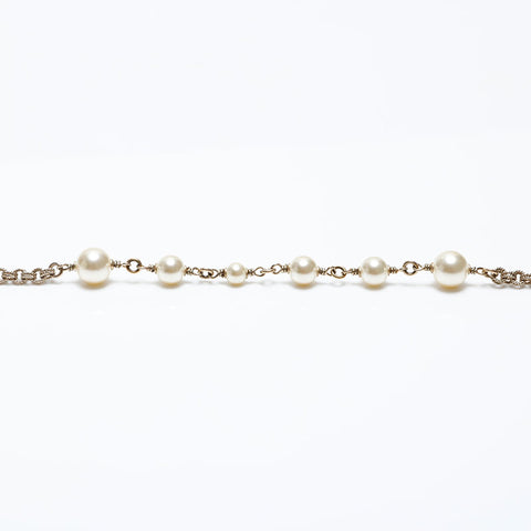 CHANEL COCO Mark Pearl B17V Long Necklace white WS20500