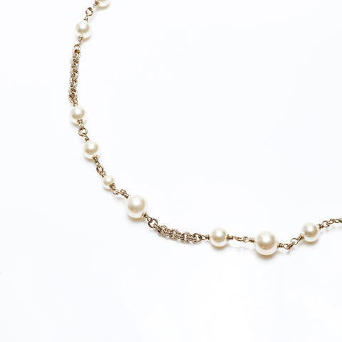 CHANEL COCO Mark Pearl B17V Long Necklace white WS20500