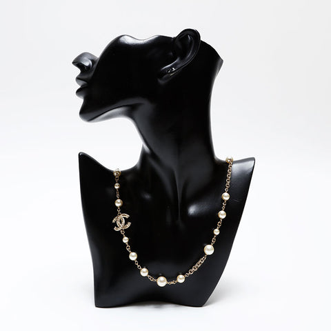 CHANEL COCO Mark Pearl B17V Long Necklace white WS20500