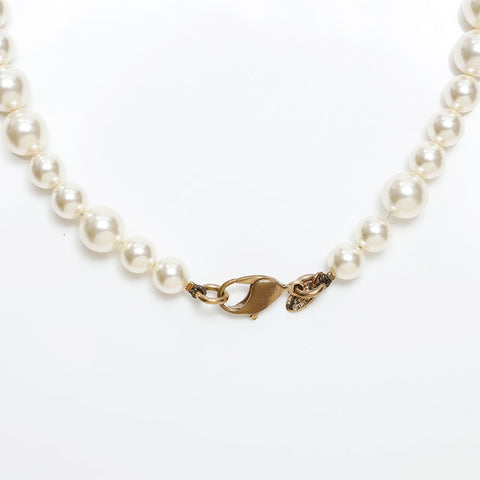 CHANEL COCO Mark Pearl A12P Long Necklace white WS20501
