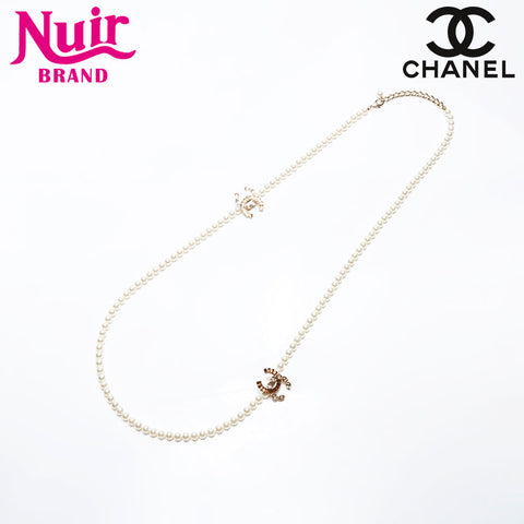 CHANEL COCO Mark Pearl B17B Long Necklace white WS20502