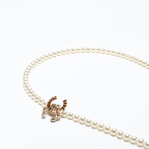 CHANEL COCO Mark Pearl B17B Long Necklace white WS20502