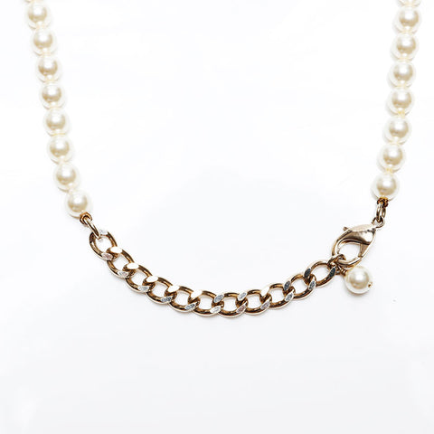 CHANEL COCO Mark Pearl B17B Long Necklace white WS20502