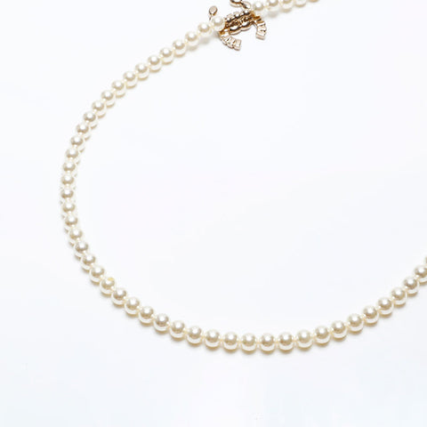 CHANEL COCO Mark Pearl B17B Long Necklace white WS20502