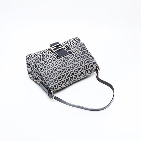 FENDI Zucchino Mamma Bucket Canvas Shoulder Bag Navy WS20504