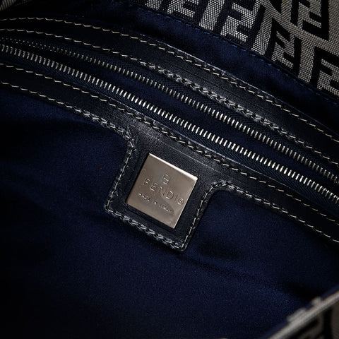 FENDI Zucchino Mamma Bucket Canvas Shoulder Bag Navy WS20504