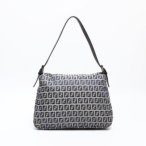 FENDI Zucchino Mamma Bucket Canvas Shoulder Bag Navy WS20504