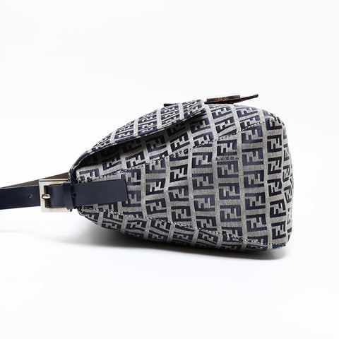 FENDI Zucchino Mamma Bucket Canvas Shoulder Bag Navy WS20504