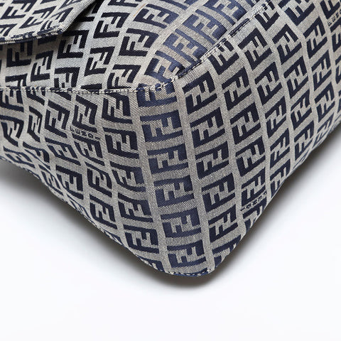 FENDI Zucchino Mamma Bucket Canvas Shoulder Bag Navy WS20504