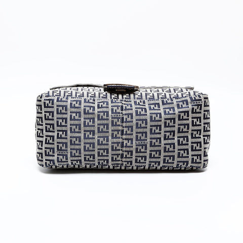FENDI Zucchino Mamma Bucket Canvas Shoulder Bag Navy WS20504