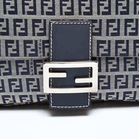 FENDI Zucchino Mamma Bucket Canvas Shoulder Bag Navy WS20504