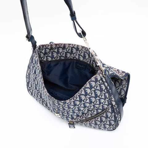 Christian Dior Canvas CDMetal Trotter Shoulder Bag Navy WS20505