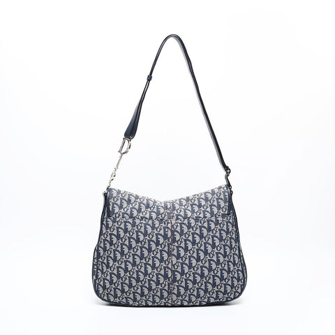 Christian Dior Canvas CDMetal Trotter Shoulder Bag Navy WS20505