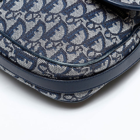 Christian Dior Canvas CDMetal Trotter Shoulder Bag Navy WS20505