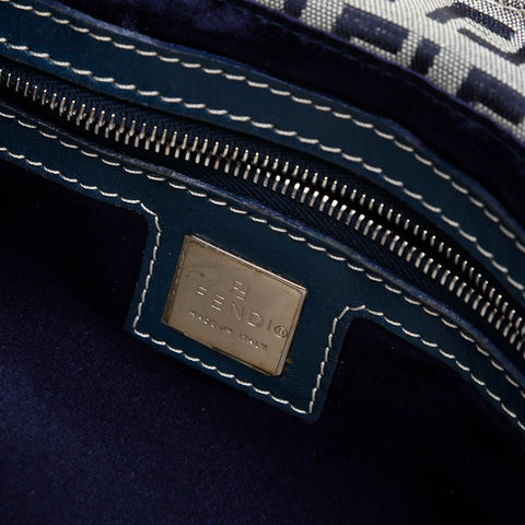 FENDI Zucchino Shoulder Bag Navy WS20507