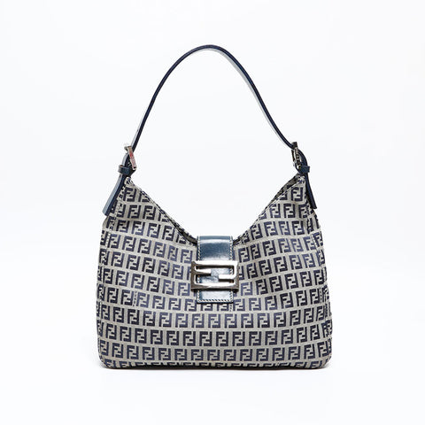FENDI Zucchino Shoulder Bag Navy WS20507