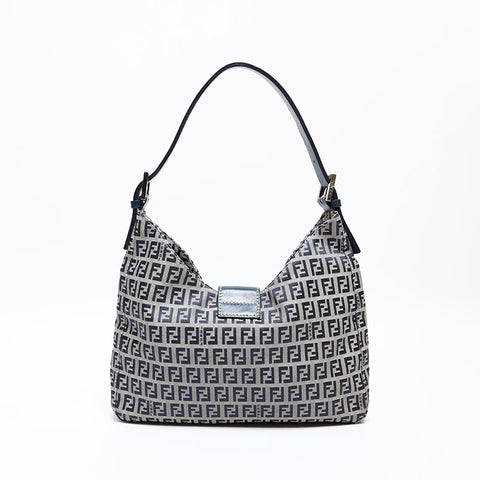 FENDI Zucchino Shoulder Bag Navy WS20507
