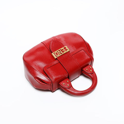 FENDI Logo Metal Handbag Red WS20508