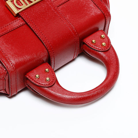 FENDI Logo Metal Handbag Red WS20508