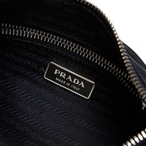 PRADA embroidery Shoulder Bag black WS20509
