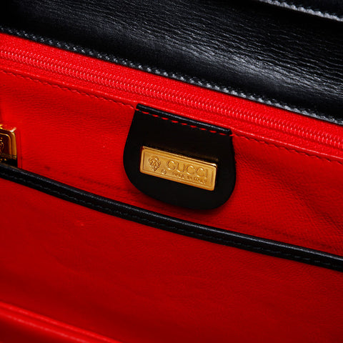 GUCCI Bamboo leather 2way Handbag black WS20511