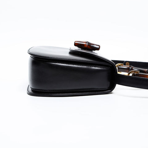 GUCCI Bamboo leather 2way Handbag black WS20511