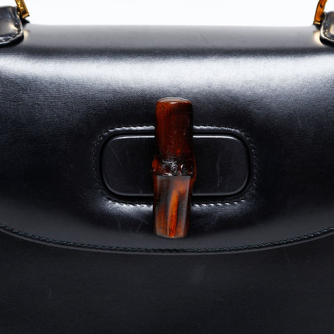 GUCCI Bamboo leather 2way Handbag black WS20511