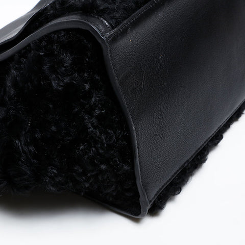 CELINE Trapeze Boa Mouton Handbag black WS20515
