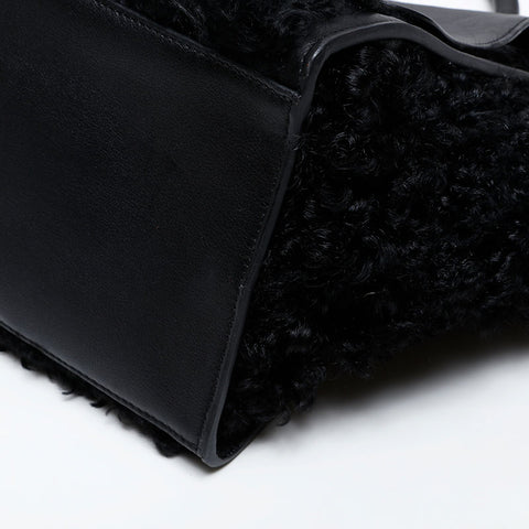 CELINE Trapeze Boa Mouton Handbag black WS20515