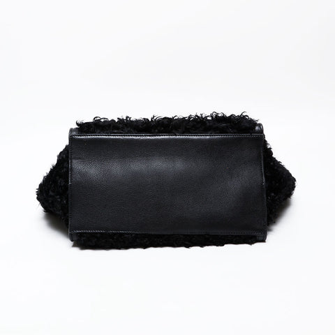 CELINE Trapeze Boa Mouton Handbag black WS20515