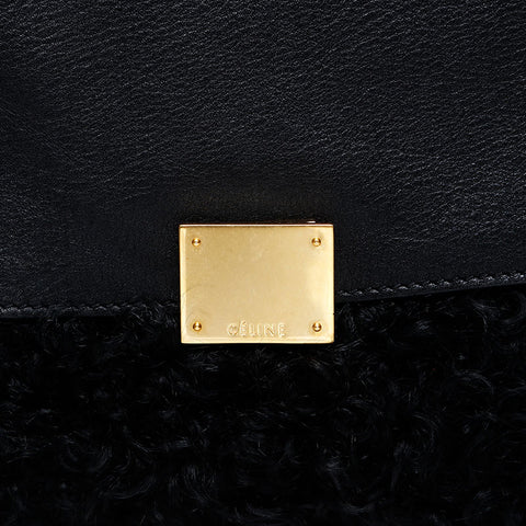 CELINE Trapeze Boa Mouton Handbag black WS20515