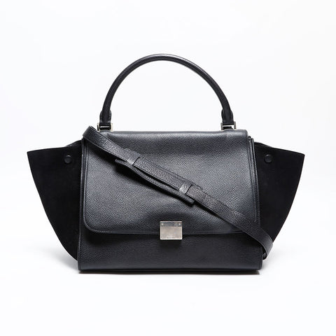 CELINE Trapeze Boa Mouton Handbag black WS20518