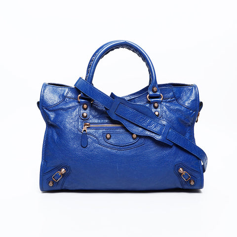 BALENCIAGA Giant City 2way Handbag blue WS20521