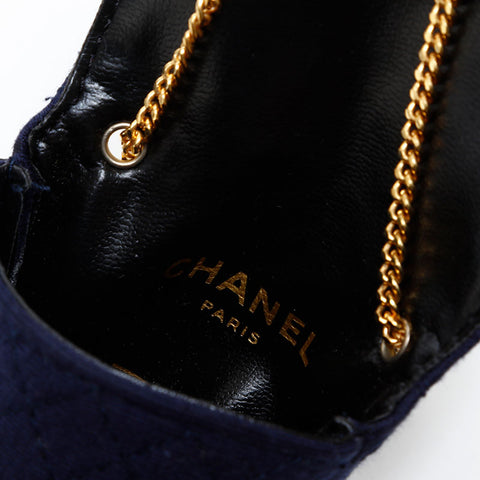 CHANEL Cotton Pouch Shoulder Bag Navy WS20522