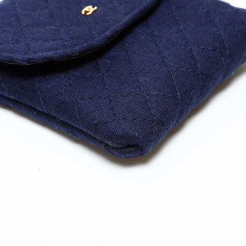 CHANEL Cotton Pouch Shoulder Bag Navy WS20522