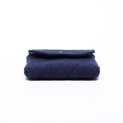 CHANEL Cotton Pouch Shoulder Bag Navy WS20522