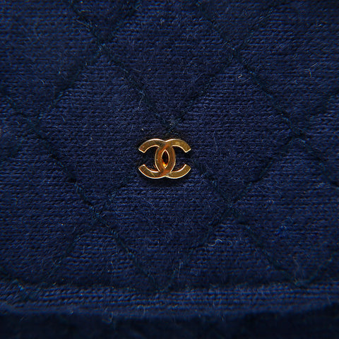 CHANEL Cotton Pouch Shoulder Bag Navy WS20522