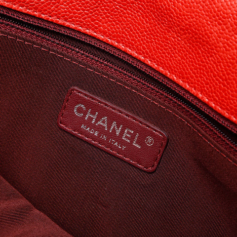 CHANEL 15th Series 2011 French Riviera Caviar Skin Chain Shoulder Bag Red WS20530