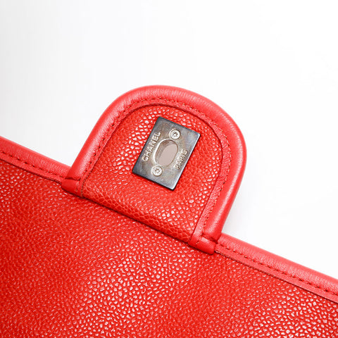 CHANEL 15th Series 2011 French Riviera Caviar Skin Chain Shoulder Bag Red WS20530