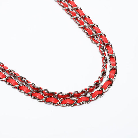 CHANEL 15th Series 2011 French Riviera Caviar Skin Chain Shoulder Bag Red WS20530