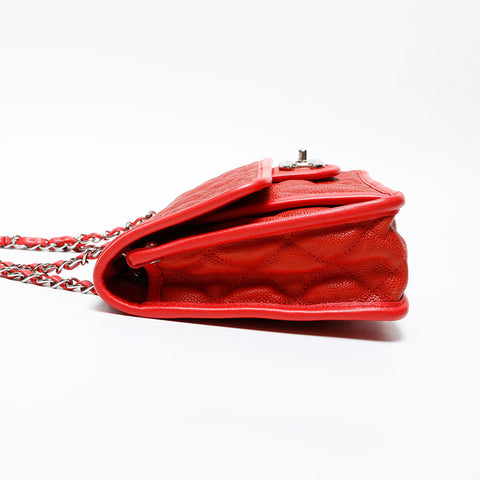 CHANEL 15th Series 2011 French Riviera Caviar Skin Chain Shoulder Bag Red WS20530