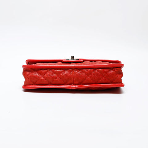 CHANEL 15th Series 2011 French Riviera Caviar Skin Chain Shoulder Bag Red WS20530