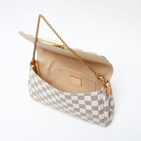LOUIS VUITTON 2014 Damier Azur Favorite MM Shoulder Bag white WS20533