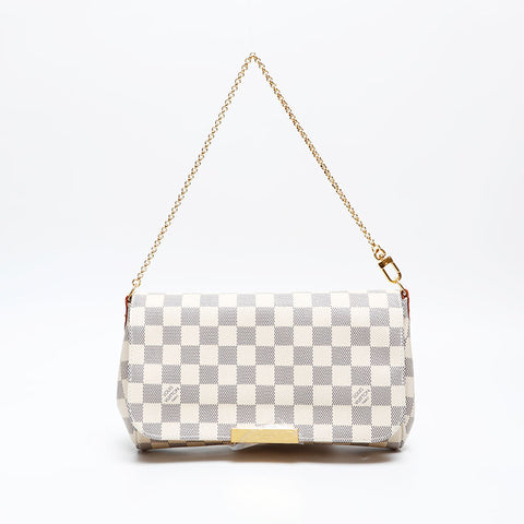 LOUIS VUITTON 2014 Damier Azur Favorite MM Shoulder Bag white WS20533