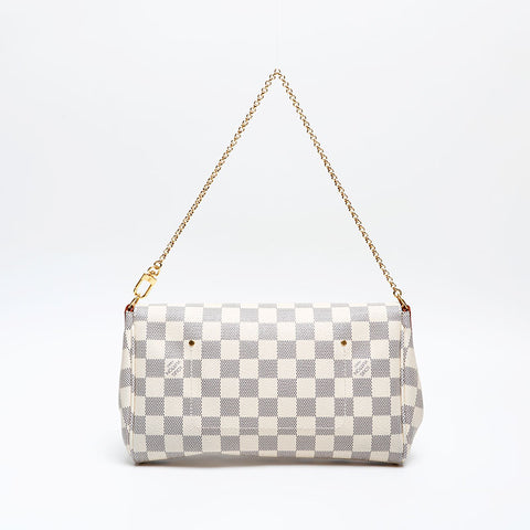 LOUIS VUITTON 2014 Damier Azur Favorite MM Shoulder Bag white WS20533