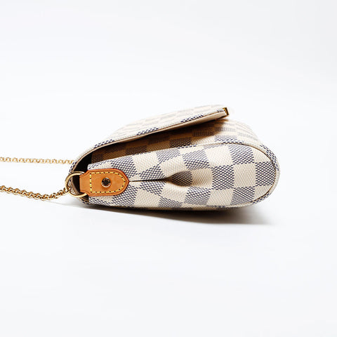 LOUIS VUITTON 2014 Damier Azur Favorite MM Shoulder Bag white WS20533