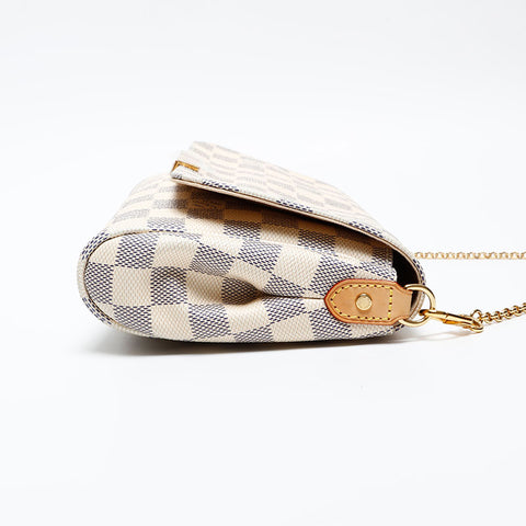 LOUIS VUITTON 2014 Damier Azur Favorite MM Shoulder Bag white WS20533